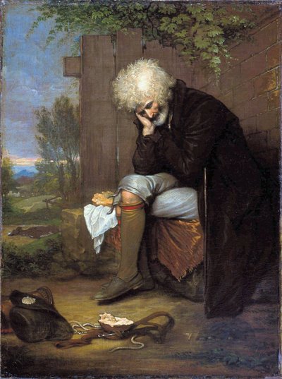 Pyhiinvaeltaja, joka suree kuollutta aasiaan tekijältä Benjamin West
