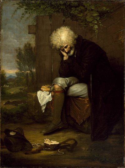 Pyhiinvaeltaja suree kuollutta takamustaan, n. 1775 tekijältä Benjamin West