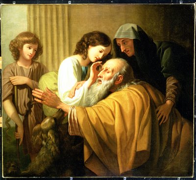 Tobias parantaa isänsä sokeutta, 1772 tekijältä Benjamin West