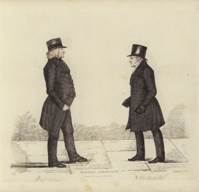 Eminent edinburghilaiset, eli modernit ateenalaiset, John Wilson, Esq, moraalifilosofian professori, George Joseph Bell, Esq, Skotlannin oikeuden professori (värikaiverrus) tekijältä Benjamin William Crombie