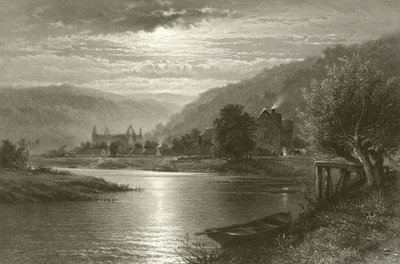 Tintern Abbey - Moonlight on the Wye tekijältä Benjamin Williams Leader