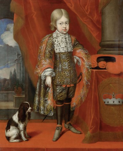Tuleva keisari Joosef I 1678-1711 kuuden vuoden iässä koiran kanssa, 1684, 1684 tekijältä Benjamin von Block