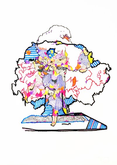 Double essai atomic, 2019 (tussi paperille) tekijältä Benoit Erwann Boucherot
