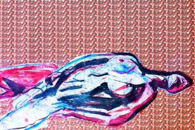 Japanilainen ylipotretti 2, 2020 (akryyli seulapainetulle japanilaiselle paperille) tekijältä Benoit Erwann Boucherot