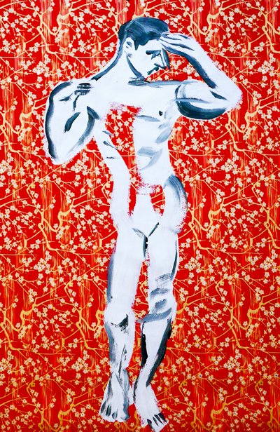 Masculin 1, 2020 (akryyli seulapainetulle japanilaiselle paperille) tekijältä Benoit Erwann Boucherot