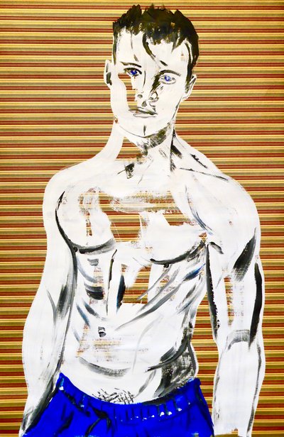 Masculin japonais 7, 2020 (akryyli seulapainetulle japanilaiselle paperille) tekijältä Benoit Erwann Boucherot