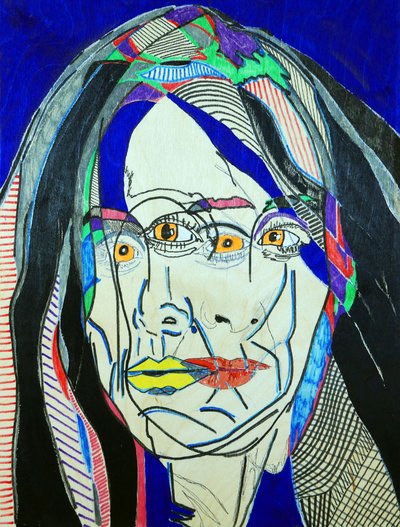 Surportrait : Fanie Demeule, 2019 (öljy ja akryyli puupaneelille) tekijältä Benoit Erwann Boucherot