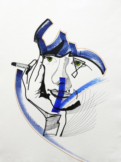 Surportrait : Françoise Sagan 1, 2019 (akryyli paperille) tekijältä Benoit Erwann Boucherot