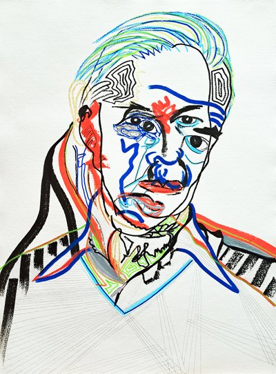 Surportrait : Hans J. Wegner, 2022 (akryyli paperille). tekijältä Benoit Erwann Boucherot