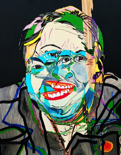 Surportrait : Joséphine Bacon 2, 2021 (öljy ja akryyli puupaneelille) tekijältä Benoit Erwann Boucherot