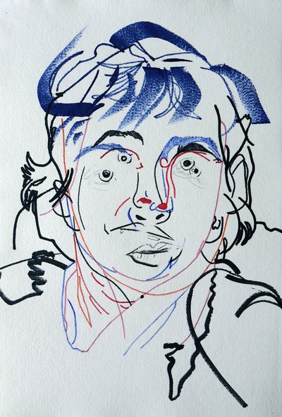 Surportrait : Marguerite Duras 3, 2021 (akryyli paperille). tekijältä Benoit Erwann Boucherot