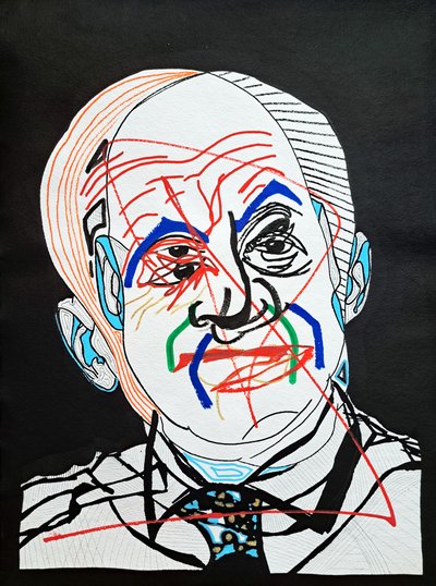 Surportrait : Oscar Niemeyer, 2022 (akryyli paperille) tekijältä Benoit Erwann Boucherot