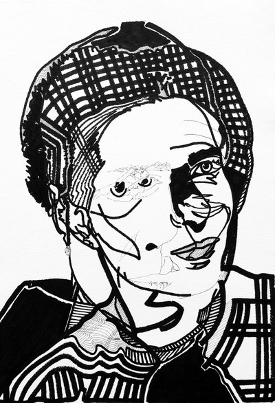 Surportrait: Simone de Beauvoir, 2019 (akryyli paperille) tekijältä Benoit Erwann Boucherot