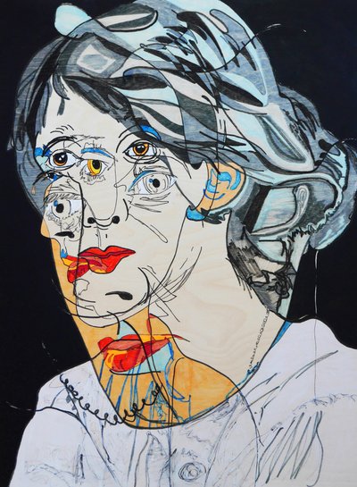 Surportrait : Virginia Woolf, 2021 (öljy ja akryyli puupaneelille). tekijältä Benoit Erwann Boucherot