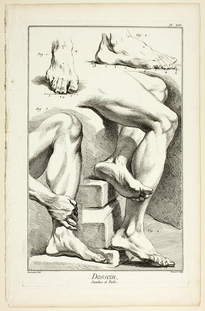 Suunnittelu: Encyclopédie: Legs and Feet, alkaen Encyclopédie tekijältä Benoit Louis Prevost
