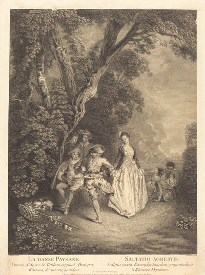 Talonpoikaistanssi tekijältä Benoît Audran II after Antoine Watteau
