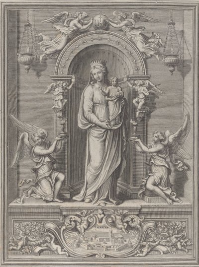 Loreton Madonna, enkelin molemmilla puolilla, 1650-1724. tekijältä Benoît Farjat