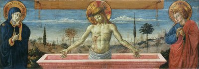 Gozzoli - Kristus surumies Neitsyt Marian ja evankelista Johanneksen välissä, n. 1450. tekijältä Benozzo Gozzoli