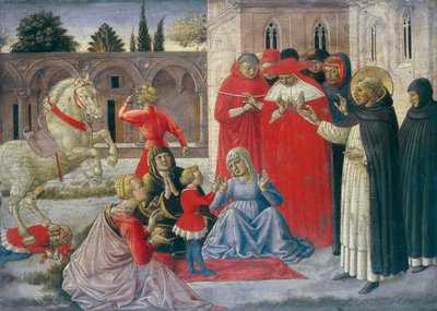 Pyhän Dominikin ihme Pyhä Dominic palauttaa Napoleone Orsinin henkiin, noin 1462. tekijältä Benozzo Gozzoli