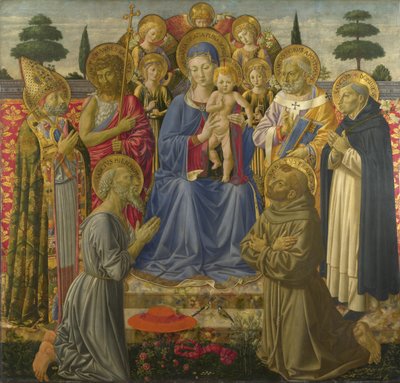 Neitsyt ja lapsi valtaistuimelle enkelien ja pyhien keskuudessa, 1460-luku tekijältä Benozzo Gozzoli