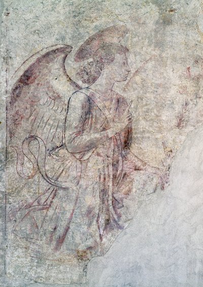 Ilmoituksen enkeli, julistuksen yksityiskohta, sinopia (alamaalaus) tekijältä Benozzo di Lese di Sandro Gozzoli