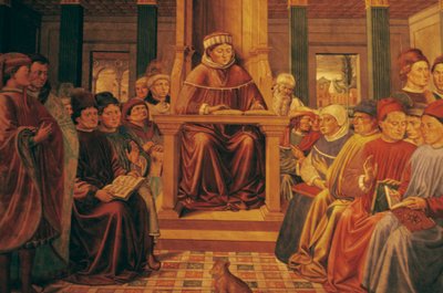 Augustinus opettaa retoriikkaa Roomassa tekijältä Benozzo di Lese di Sandro Gozzoli