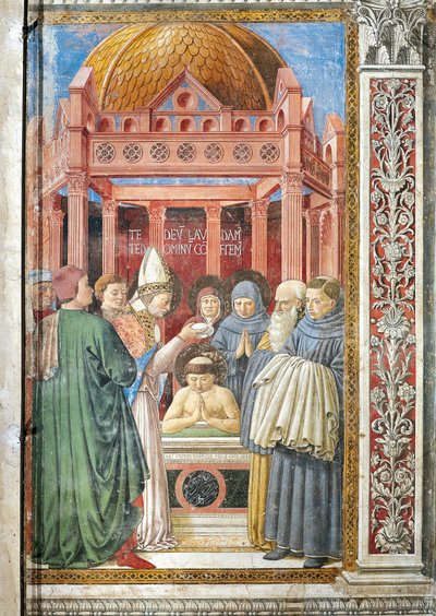 Pyhän Augustinuksen kaste, yksityiskohta Stories of St. Augustinuksesta tekijältä Benozzo di Lese di Sandro Gozzoli