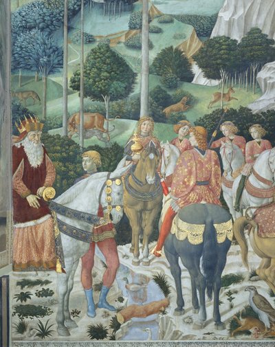 Konstantinopolin patriarkka Giuseppe yhtenä kolmesta kuninkaasta, yksityiskohta kappelissa olevasta Magien matka -jaksosta, noin 1460 (fresko). tekijältä Benozzo di Lese di Sandro Gozzoli