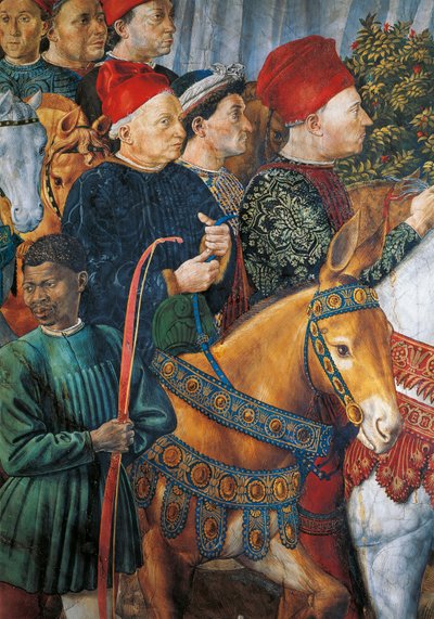 Italia, Firenze, Cosimo il Vecchion (Cosimo vanhin) maalattu kuva, yksityiskohta tekijältä Benozzo di Lese di Sandro Gozzoli