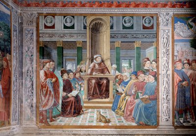 Pyhän Augustinuksen elämä: Pyhän Augustinuksen opetus Roomassa (Fresko tekijältä Benozzo di Lese di Sandro Gozzoli