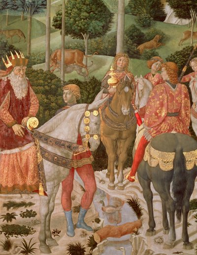 Piero de Medici (1416-69) Casparina, yksityiskohta The Procession of the Magi -sarjasta, n. 1459-1460 tekijältä Benozzo di Lese di Sandro Gozzoli