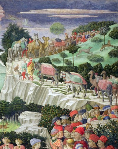 Melchiorin kulkue Magi-kappelilta (70601:n yksityiskohta) tekijältä Benozzo di Lese di Sandro Gozzoli