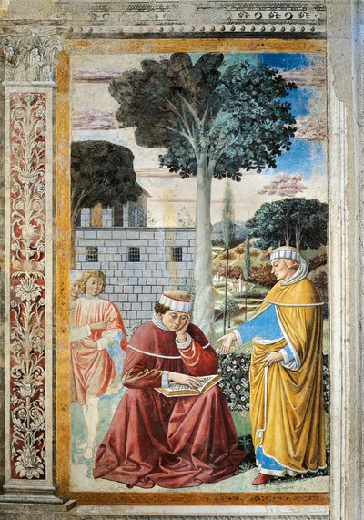 St. Agostino lukee Pyhän Paavalin kirjeitä, yksityiskohta Stories of St. Augustinuksesta tekijältä Benozzo di Lese di Sandro Gozzoli