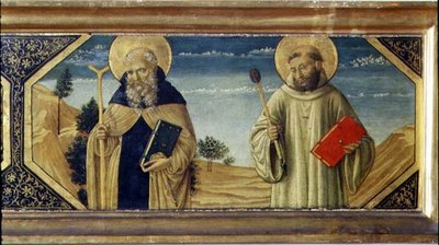 St. Anthony Abbot ja St. Benedict (paneeli) (78957:n yksityiskohta) tekijältä Benozzo di Lese di Sandro Gozzoli