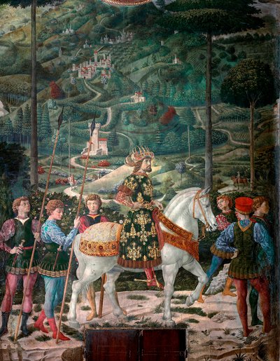 Bysantin keisari "Magien matka". Betlehemin Jerusalemin tietäjien korteegia kutsutaan italiaksi "Viaggio dei Magi" tai "Cavalcata dei Magi". yksityiskohta, joka edustaa Bysantin keisari Johannes VIII:n paleologia (1392-1448). Yksityiskohta. Tuoreet Mag tekijältä Benozzo di Lese di Sandro Gozzoli