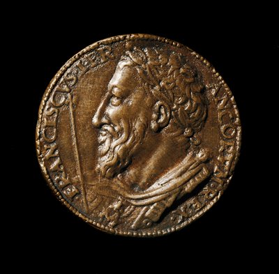 Pronssimedaljonki, jossa on kuningas Francois I:n (1494-1547) hahmo, jonka on valmistanut Benvenuto Cellini (1500-1571) 1538 Halkaisija 38 cm Firenze, Bargellon kansallismuseo tekijältä Benvenuto Cellini