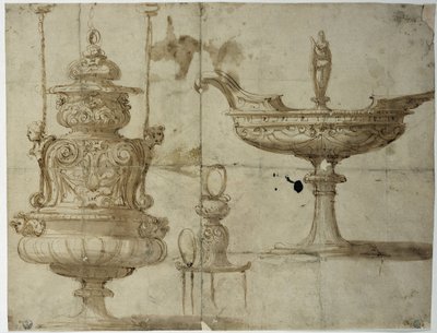 Tutkimus hopeaesineille (piirustus tekijältä Benvenuto Cellini