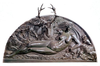 Fontainebleau Basin nymfi Benvenuto Cellinin (1500-1571) pronssireliefi Anetin linnasta. 1542 Koko 409x205 cm Pariisi, Musee du Louvre tekijältä Benvenuto Cellini