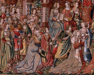 Flanderin kuvakudos. Sarja The Honours. Oikeus (La Justicia, Los Honores). Sarjan yhdeksäs kuvakudos. Mallisarjakuvapiirtäjät Bernard van Orleyn ja Jan Gossaertin (Mabuse) piiristä. Valmistus Pieter van Aelst, Bryssel. Noin 1550. Kangas Kulta, hopea, tekijältä Bernaert van (circle of) Orley