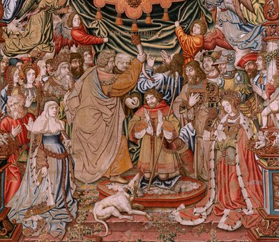 Flanderin kuvakudos. Sarja The Honours; Aatelisto (La Nobleza). Sarjan neljäs kuvakudos. Mallisarjakuvapiirtäjät Bernard van Orleyn ja Jan Gossaertin (Mabuse) piiristä. Valmistus Pieter van Aelst, Bryssel.Ca 1550. Kangas Kulta, hopea, silkki ja villa tekijältä Bernaert van (circle of) Orley