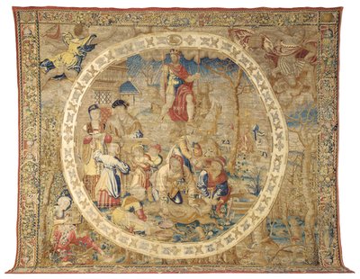 Brysselin allegorinen kuvakudos, joka kuvaa joulukuun "The Medallion Months", n. 1525 tekijältä Bernard van Orley
