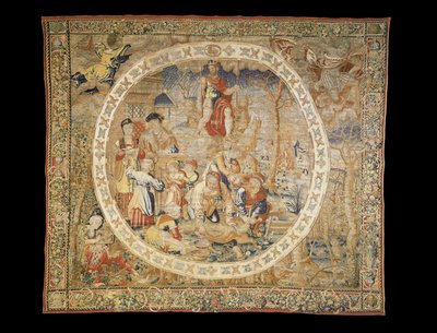 Brysselin allegorinen kuvakudos, joka kuvaa joulukuun "The Medallion Months", n. 1525 tekijältä Bernaert van Orley
