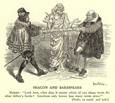 Shacon ja Bakespeare - Shakespearen kirjoittaja (kaiverrus) tekijältä Bernard (after) Partridge