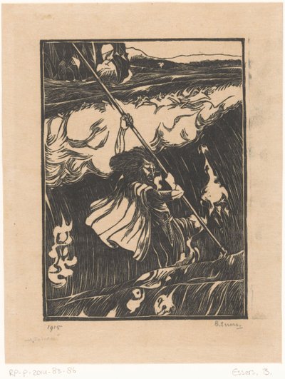 Cuchulainn taistelee surffausta vastaan tekijältä Bernard Essers (signed by artist)