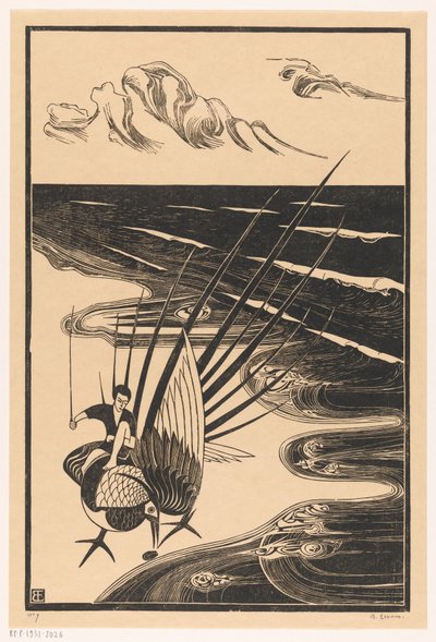 Figuuri istuu fasaanin päällä rannalla tekijältä Bernard Essers (signed by artist)