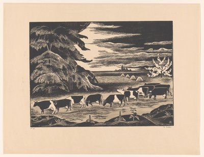 Vaques en acabat paisatgístic tekijältä Bernard Essers (signed by artist)
