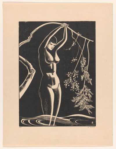 Alaston nainen oksalla tekijältä Bernard Essers (signed by artist)