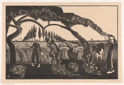 Miehen ja naisen sadonkorjuu tekijältä Bernard Essers (signed by artist)