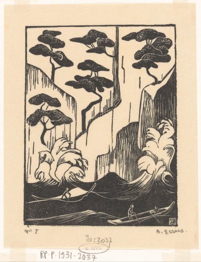 Kallioinen rannikko Santa Margherita Liguressa tekijältä Bernard Essers (signed by artist)