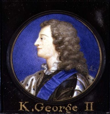 George II:n (1683-1760) muotokuva (akvarelli kortilla) tekijältä Bernard III Lens